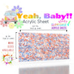 Laserable clear acrylic sheet with a pastel marble pattern, ideal for custom designs.