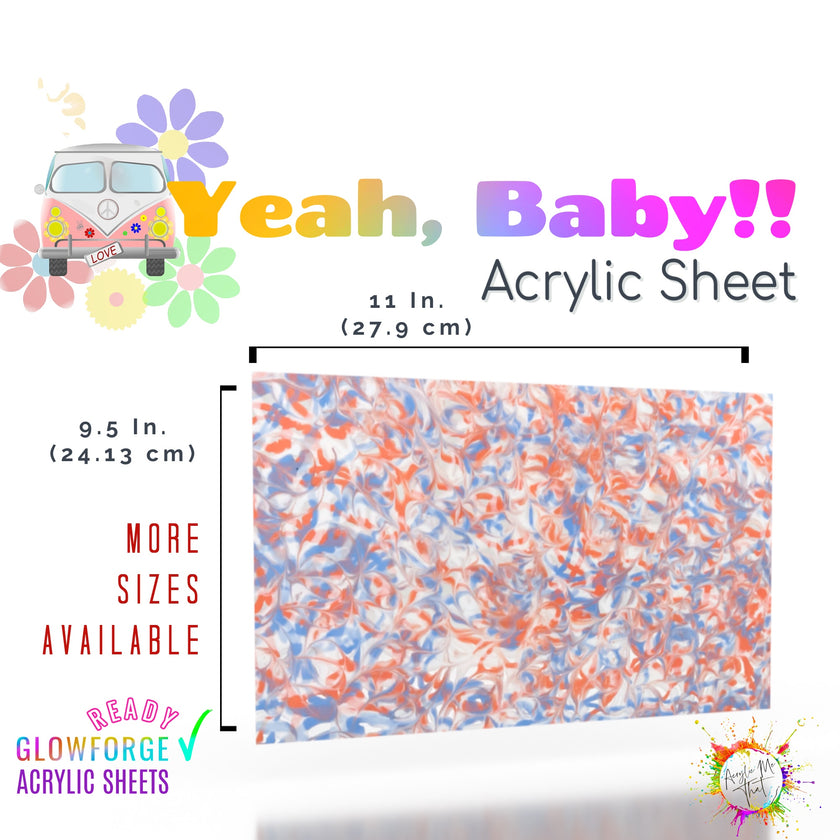 Peach and lavender colored acrylic sheet with a marble swirl design, perfect for creative crafts and laser cutting.