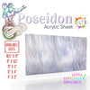 Iridescent white acrylic plexiglass with a marble swirl pattern, ideal for elegant projects