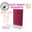 Pink magenta glitter plexiglass sheet, perfect for custom crafts and laser cutting.