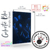 Smoked plexiglass with a vibrant blue and black marble pattern, perfect for creative designs.